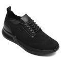 Men Black Knit Height Boosting Sports Sneakers 7CM Taller