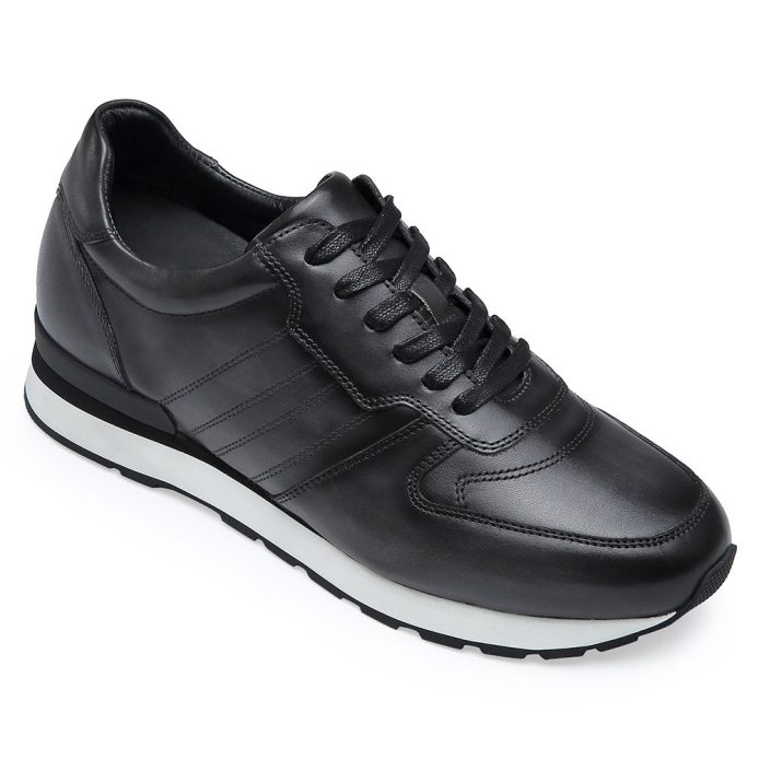 +8CM Black Men Casual Elevator Shoes